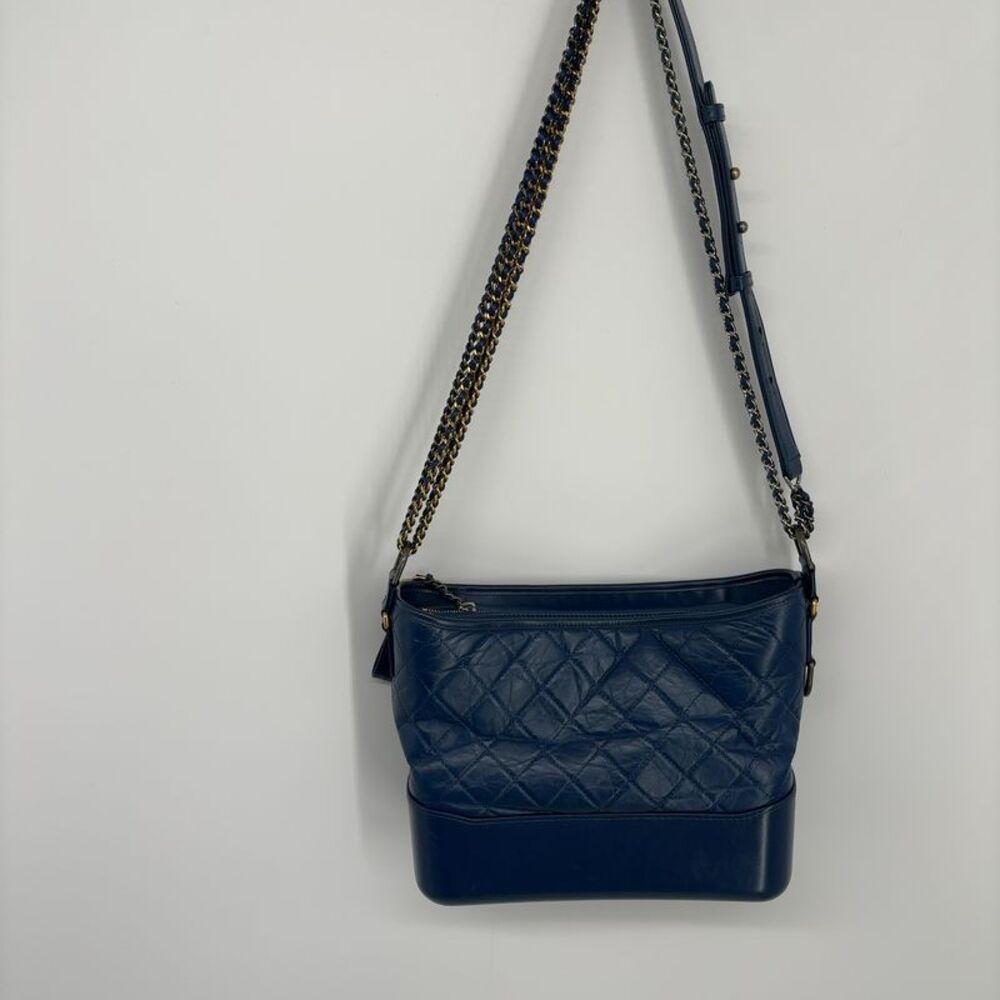 CHANEL Navy Quilted Lambskin Crossbody Bag